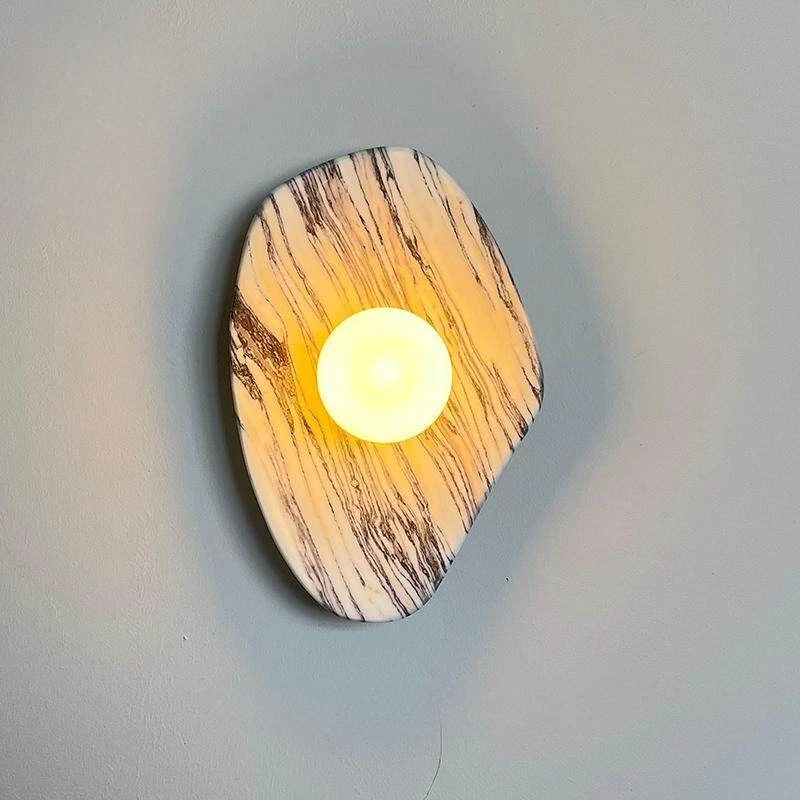 Modern Korean Style Geometric Marble Wall Lamp Minimalist Creative Personality Bedside Sconce Aisle Background Wall Lighting