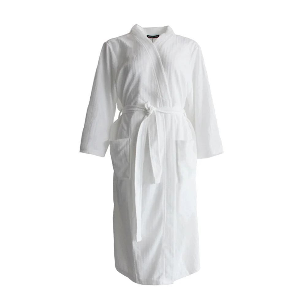 

Seven-quarter Sleeve Nightgown Bath Robe Fleece Pajamas Practical Nightclothes Couple Men Women White M Size Quick Dry Safe