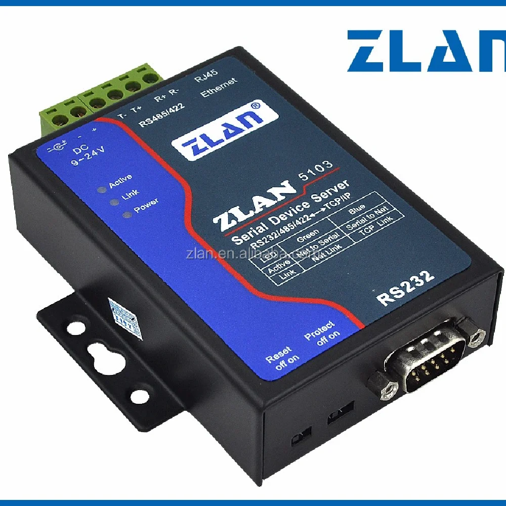 Servidor Zlan 5103 Rs232 Rs485 Rs422 a Ethernet Industrial, dispositivo de comunicación individual a Ethernet