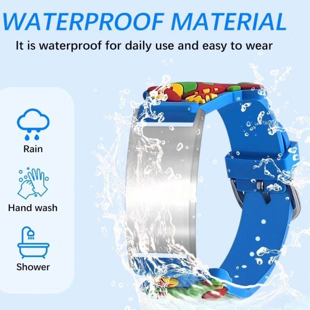 Adjustable Medical ID Bracelets Children's Cartoon Emergency Information Medical Alert Wristband Customized Engraving Autism