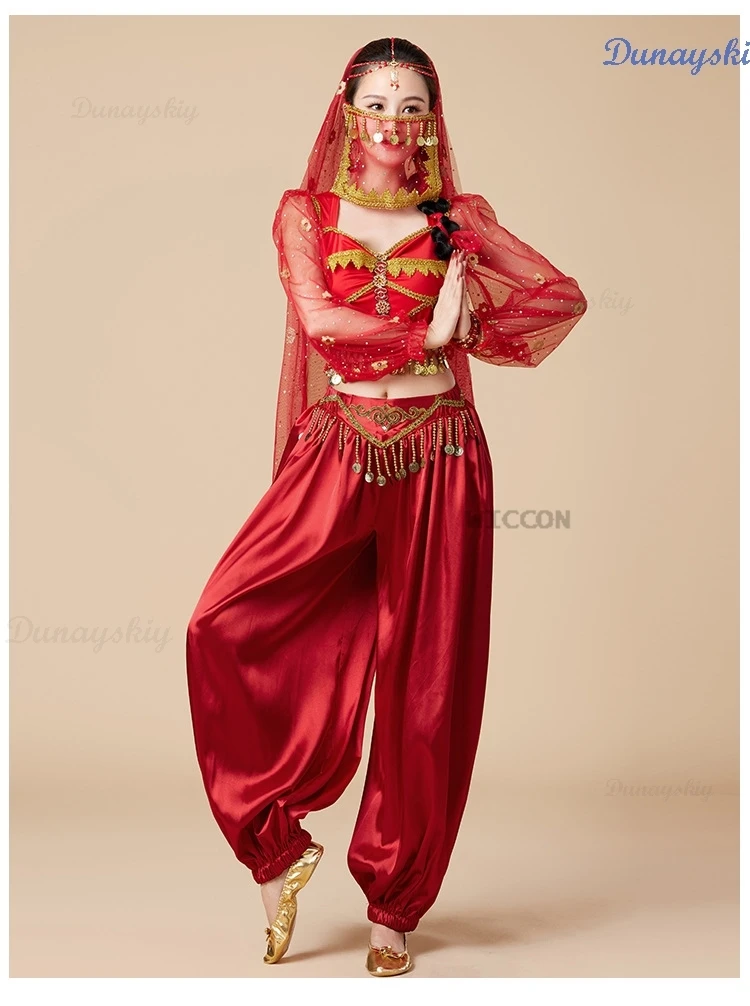 Bauchtanz-Kostüm für Damen, Karneval, Festival, arabische Prinzessin, Cosplay-Kostüme, Strampler, Bühnenkostüm, indischer Tanz