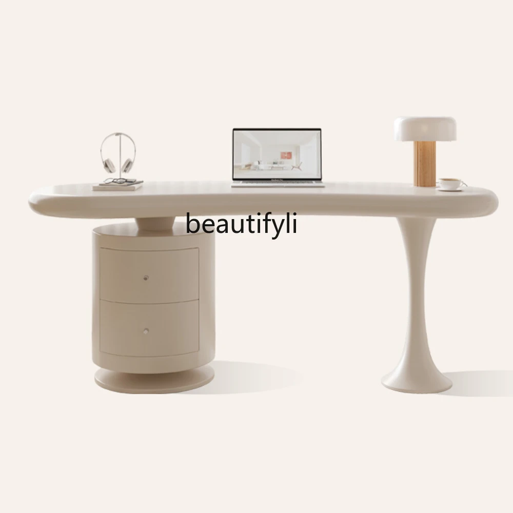 Solid Wood Desk Simple Cream Style Writing Desk Study Table Computer Desk Light Luxury Desk