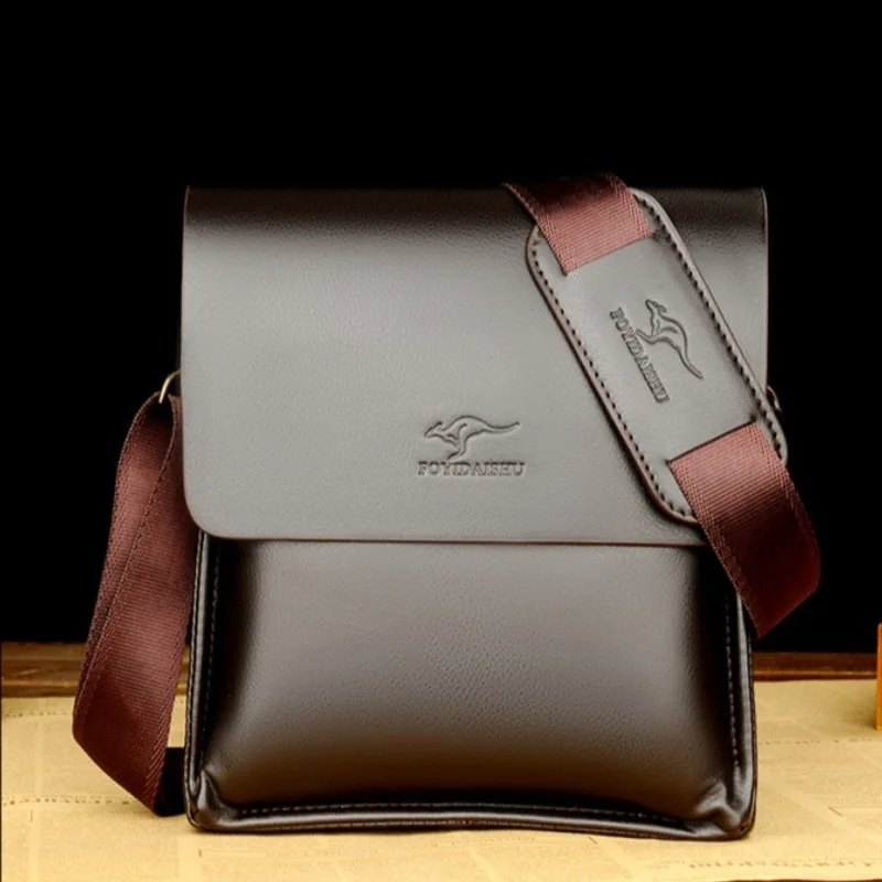 Luxury Kangaroo Brand Leather Messenger Bag Man Handbag Chest Crossbody Bag For Men Business Small Shoulder Bag Summer Male Bag