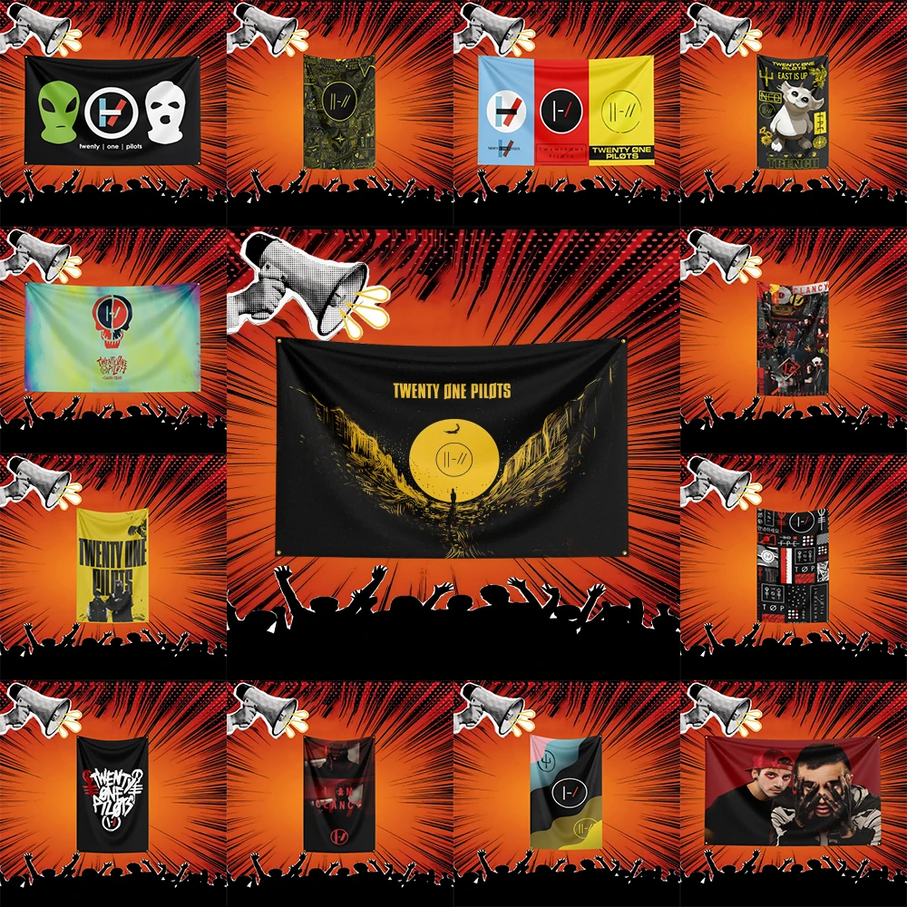 Twenty One Pilots Inspired Rock Music Flag 3x5 FT Polyester Banner For Bedroom Wall Decor Music Fans Gift