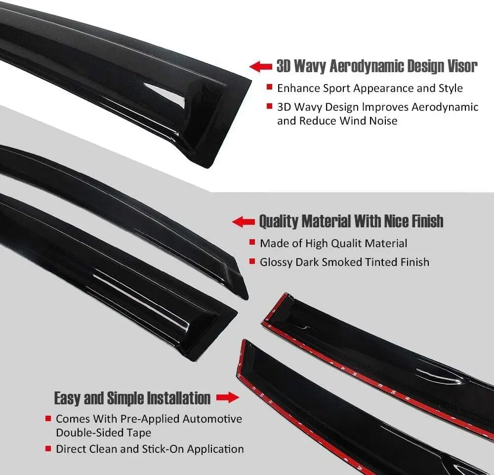 4 قطعة الجبهة الخلفية اليسار واليمين Mugen نمط نافذة قناع الشمس المطر الحرس ل 2013-2017 9th الجنرال هوندا أكورد 4 باب سيدان نموذج