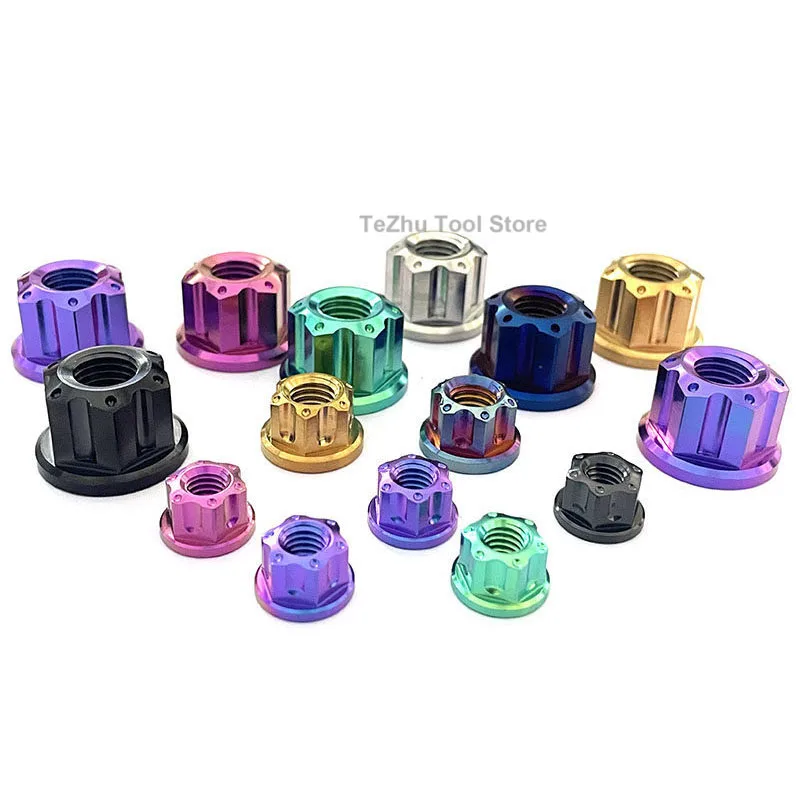 Titanium Alloy Flange Nuts M5 M6 M8 M10 M12 M14 M16 M18 M20 Titanium, Gold, Black, Purple, Blue Purple, Candy Color, Green