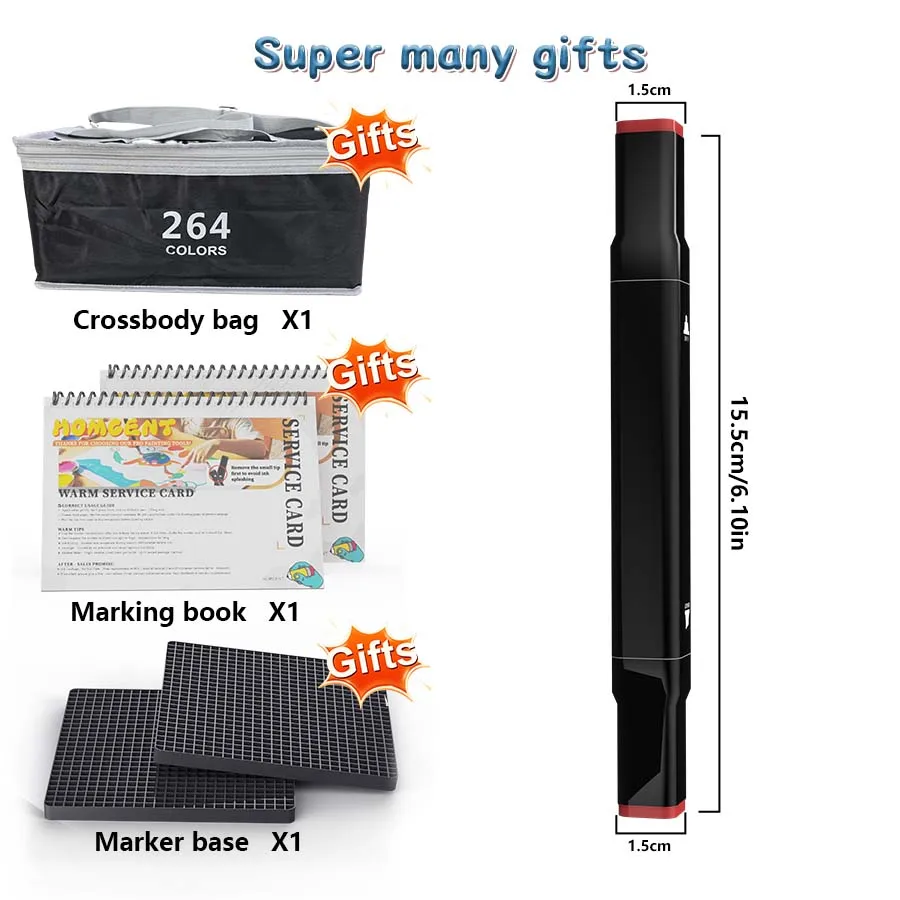 24-268 علامات ملونة، مزدوجة الأطراف وسريعة الجفاف، مجموعة التصميم والرسم، للتلوين الهزلي، هدايا العيد، قاعدة الزيت #4