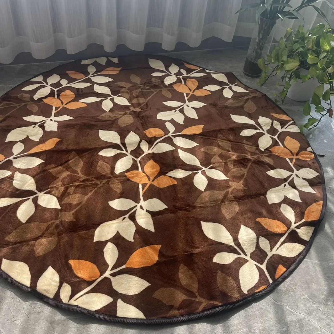 

Нескользящий круглый велюровый коврик для пола, декоративный ковер для дома с цветочным и геометрическим узором, противоскользящий, для повседневного использования