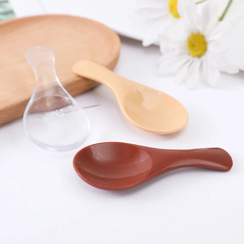 Plastic Simulation Mini Wooden Spoons Kitchen Spice Spoon Sugar Teaspoons DIY Cake Accessories 10pc/lot