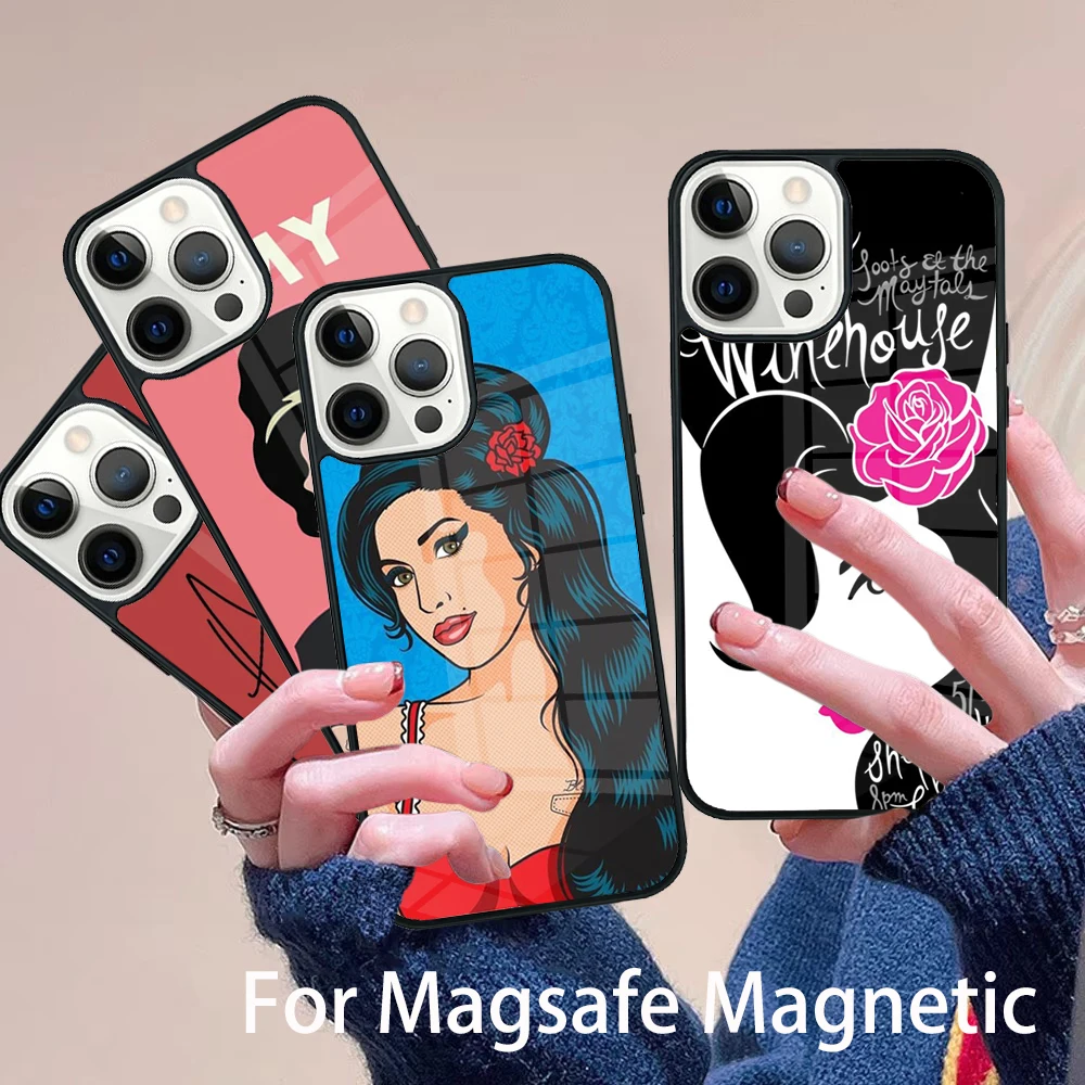 

Amy Winehouse Phone Case Magesafe Magnetic Wireless Charge Cover For IPhone 16 11 12 13 14 15 Pro Max Plus Mini