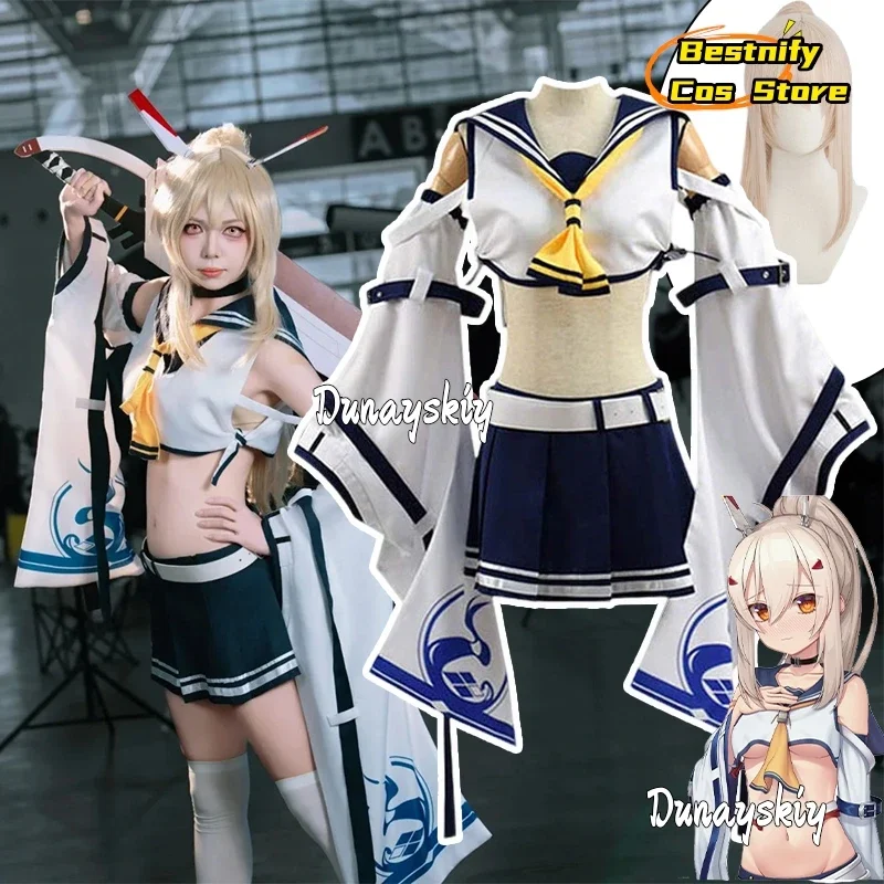 

КосплейAzur Lane Game Косплей Костюм IJN Ayanami Сексуальная униформа моряка Женские платья Аниме Наряды Парик Опора Костюмы для ролевых игр