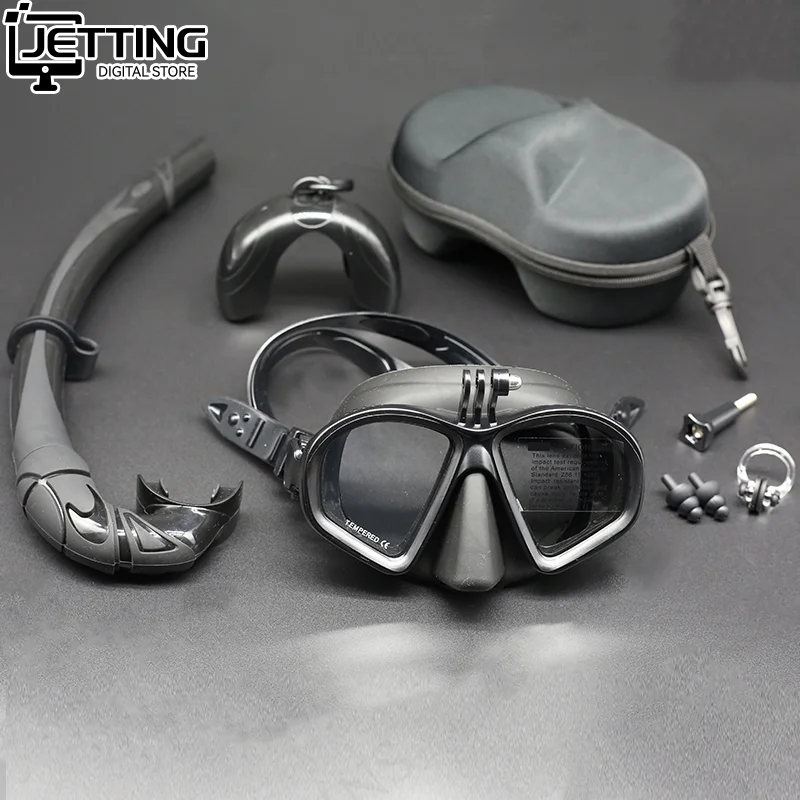 

1 комплект, маска для дайвинга, набор для сухой трубки, профессиональные очки для подводного плавания с защитой от утечек, противотуманные линзы из закаленного стекла с широким обзором для взрослых