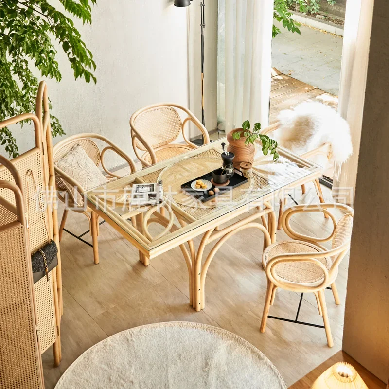 Dining table Small apartment household dining table and chairs Japanese simple homestay rectangular