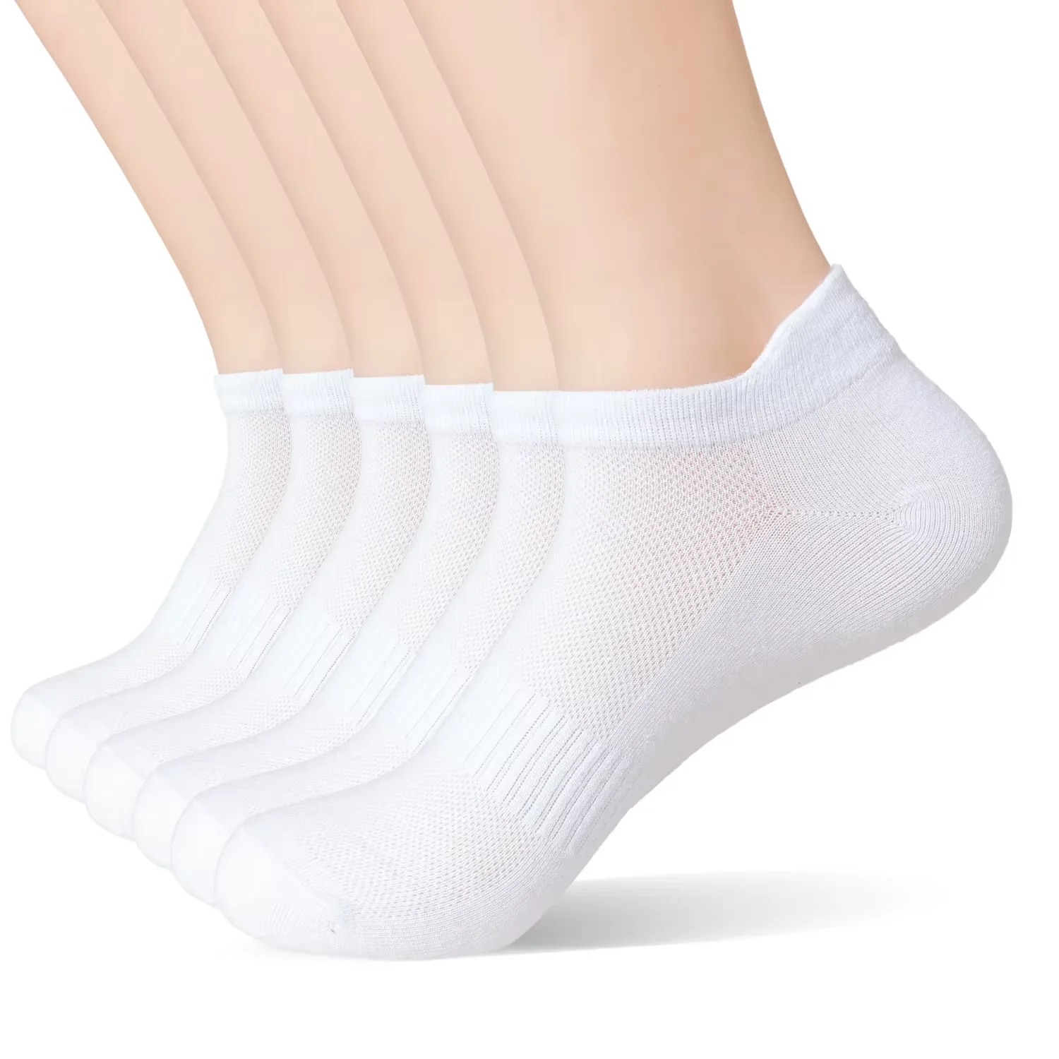 

6 Pairs Ankle Socks Womens and Mens Couple Student Cotton Ear New Plus Size Mesh Athletic Sports Running Solid Color Boat Socks