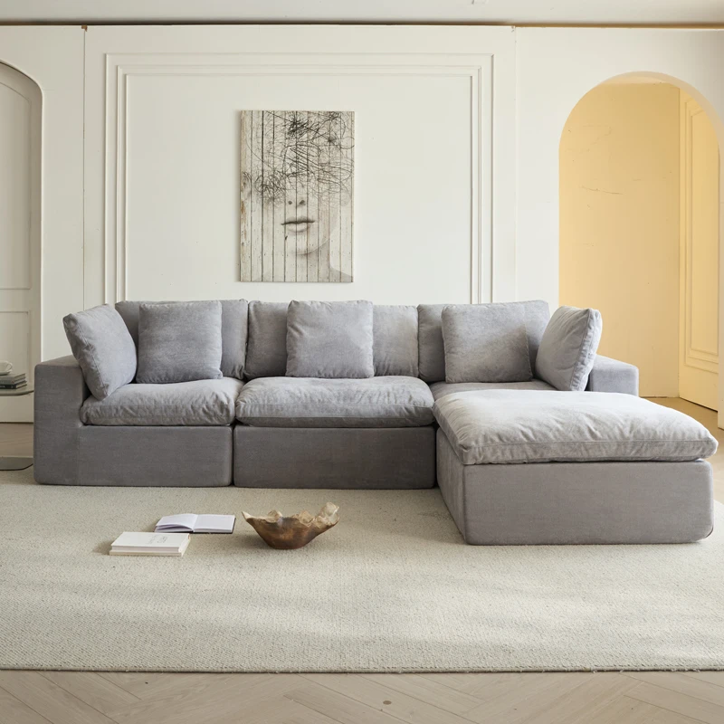 

# Modular L-Shape Corner Sofa Bed Set Eco-Friendly Fabric Durable Memory Foam Foldable Design For Living Room