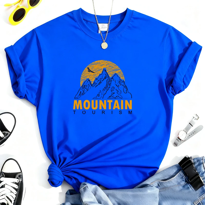 Mountain Cool Letter Print T-shirt Unisex Fashion Casual Cotton T-shirts Summer Short Sleeve T Shirts Streetwear Women T Shirts