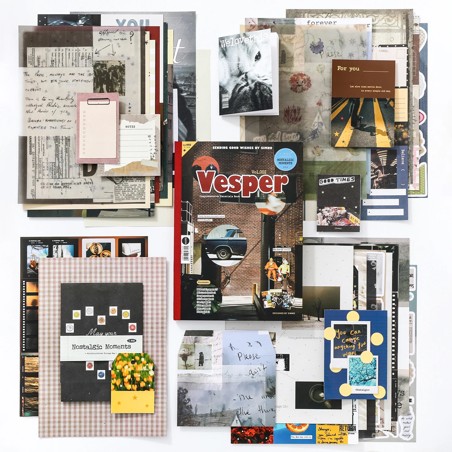 Salt-Style Magazine Material Book, High-Aesthetic Instagram Stickers, Vintage Journal Material, Background Paper, Ita Bag DIY Materials