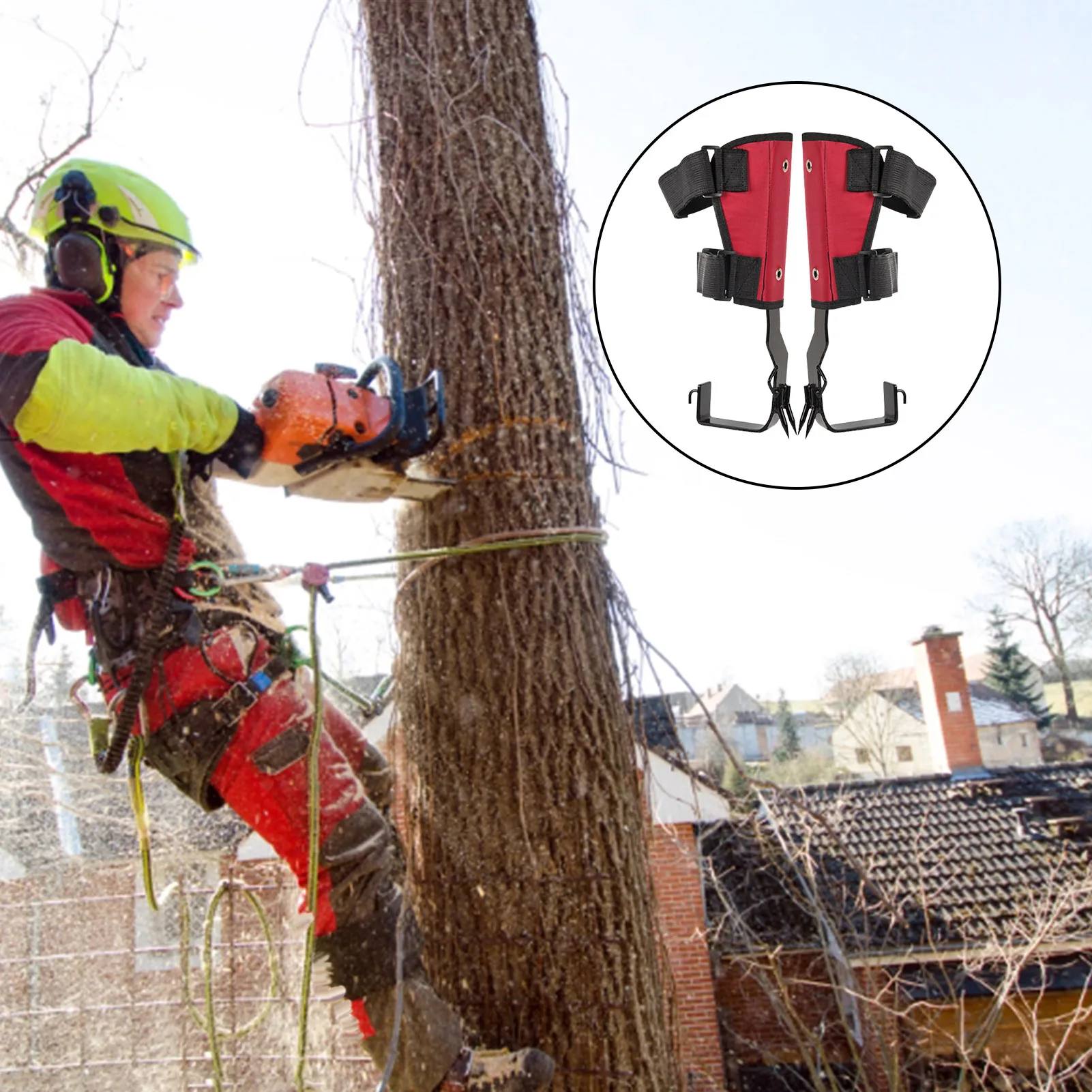 Set di attrezzi da arrampicata per alberi attrezzatura da arrampicata per alberi con cintura punte da arrampicata per alberi palo regolabile scarpe da arrampicata pedale antiscivolo per