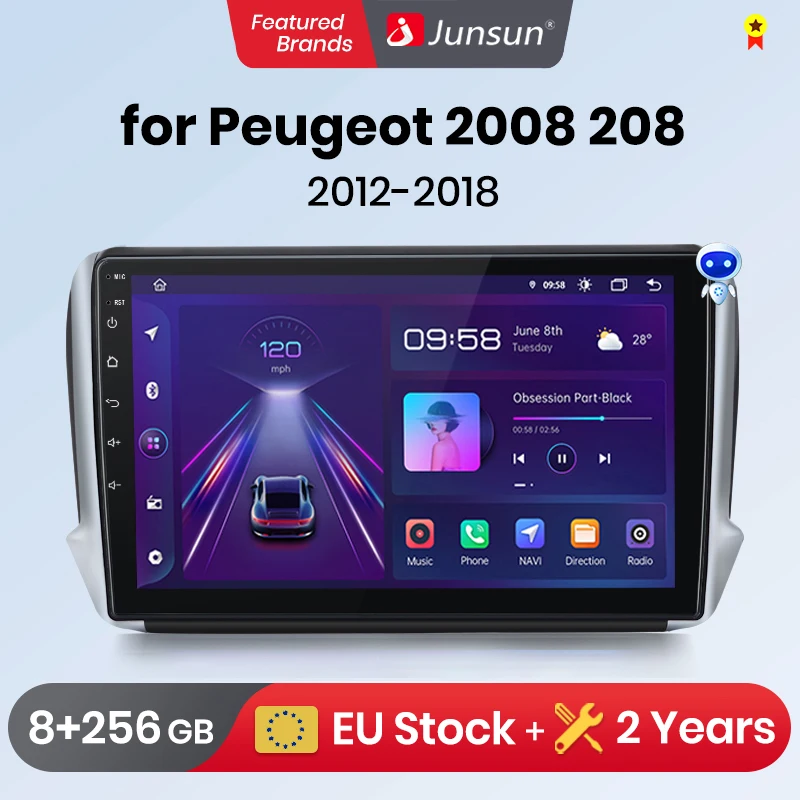 Junsun For Peugeot 2008 208 2012 - 2018 Car Radio wireless CarPlay Android Auto car intelligent systems No 2 din 2din DVD