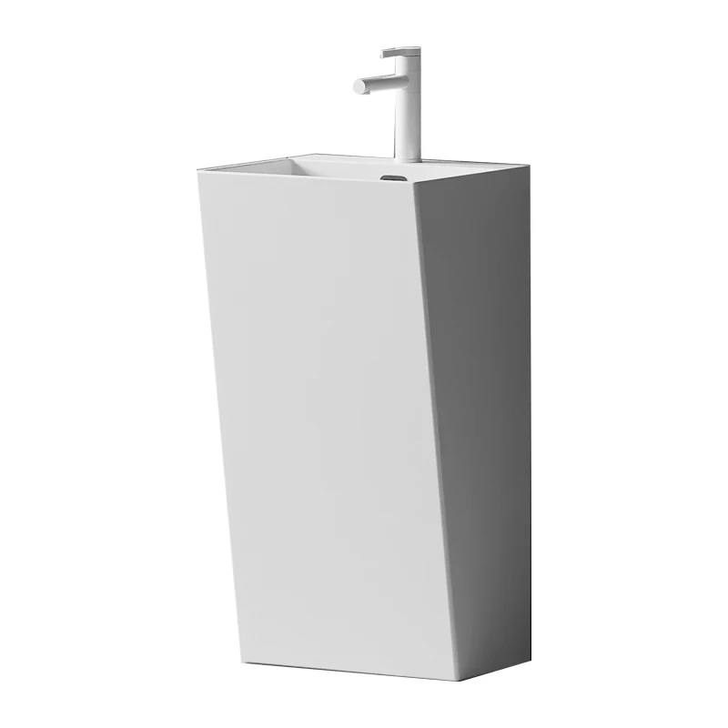 

Small unit integrated ceramic pillar basin, bathroom, mini household, floor standing washbasin