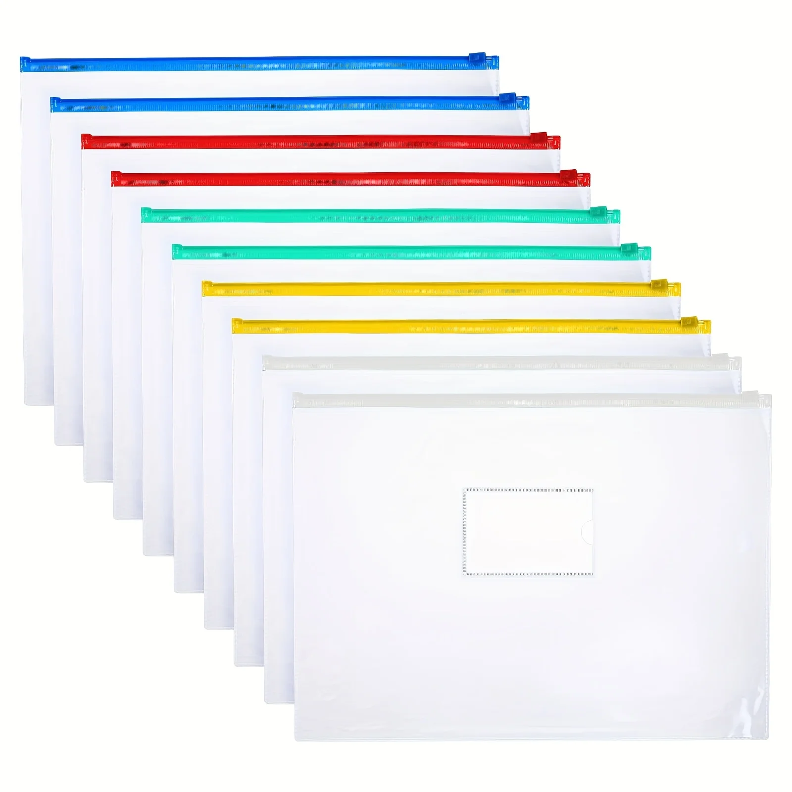 

20pcs Zipper Plastic Envelopes - Durable A4 & Letter Size File Folders with Secure Zipper Closure,Clear Design for Office,Travel
