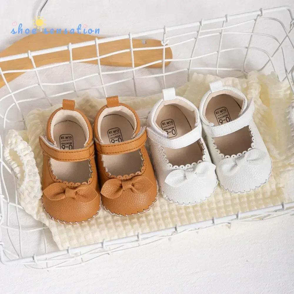 Meckior Strik Baby Meisje Schoenen Pu Lederen Waterdichte Prinses Slip Resistente Casual Schoenen Rubber Zool Schoenen Best Verkopend