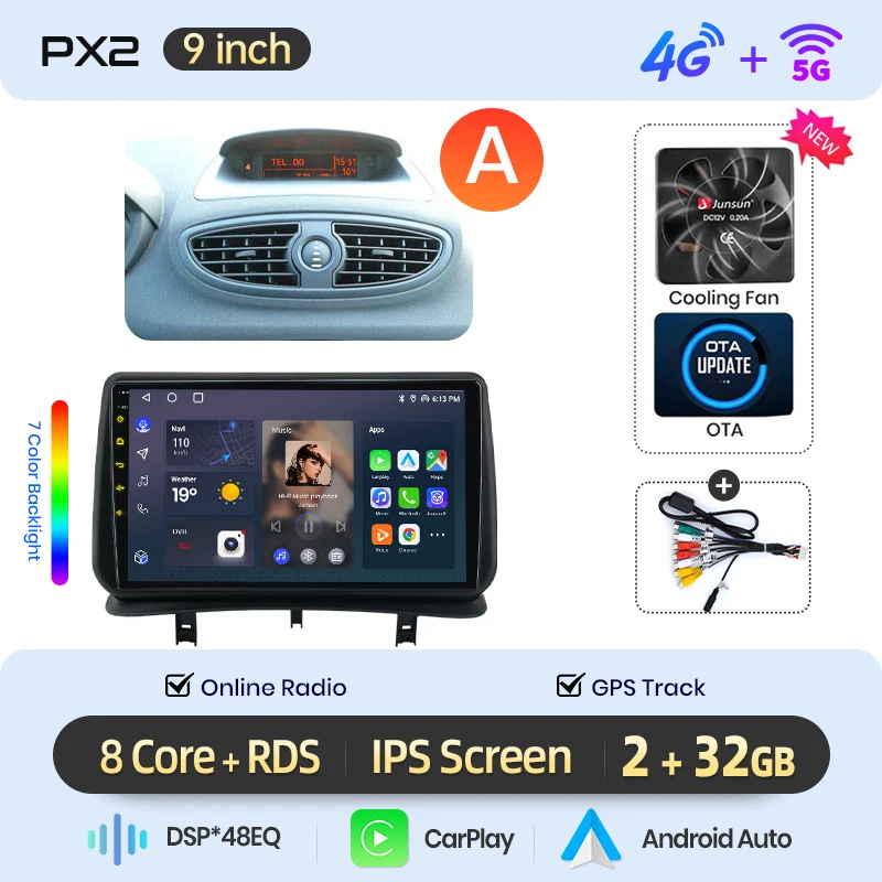 AWESAFE Draadloze CarPlay Android Auto Radio voor Renault Clio 3 2005-2014 GPS Navigatie Plug and Play met SWC CANBUS RDS DSP 4G