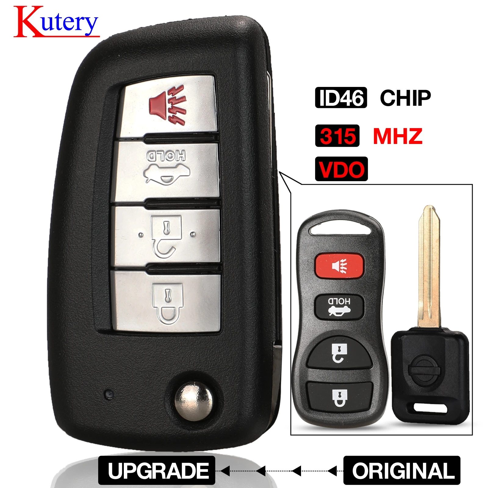 Jingyuqin VDO 3/4 BTN 수정 된 플립 원격 자동차 키 닛산 Qashqai Sunny Sylphy Tiida X-Trail March Sentra 용 새 스타일 315Mhz