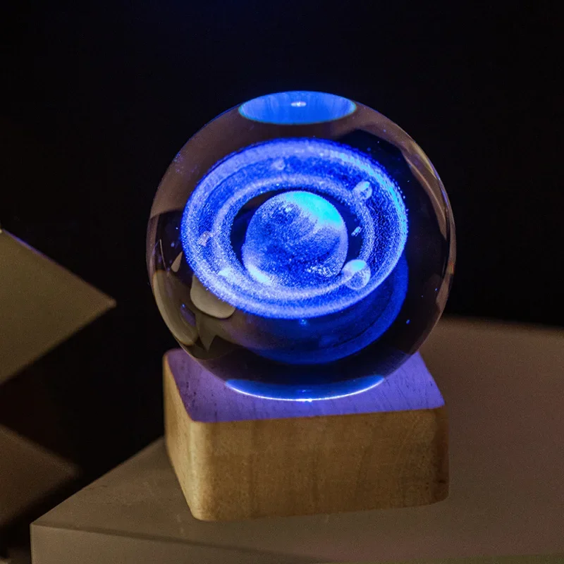 3D Crystal Ball Luminous Galaxy Solar System Rain Cloud Series Crystal Ball Nightlight Carved Bedroom Decoration Birthday Gift