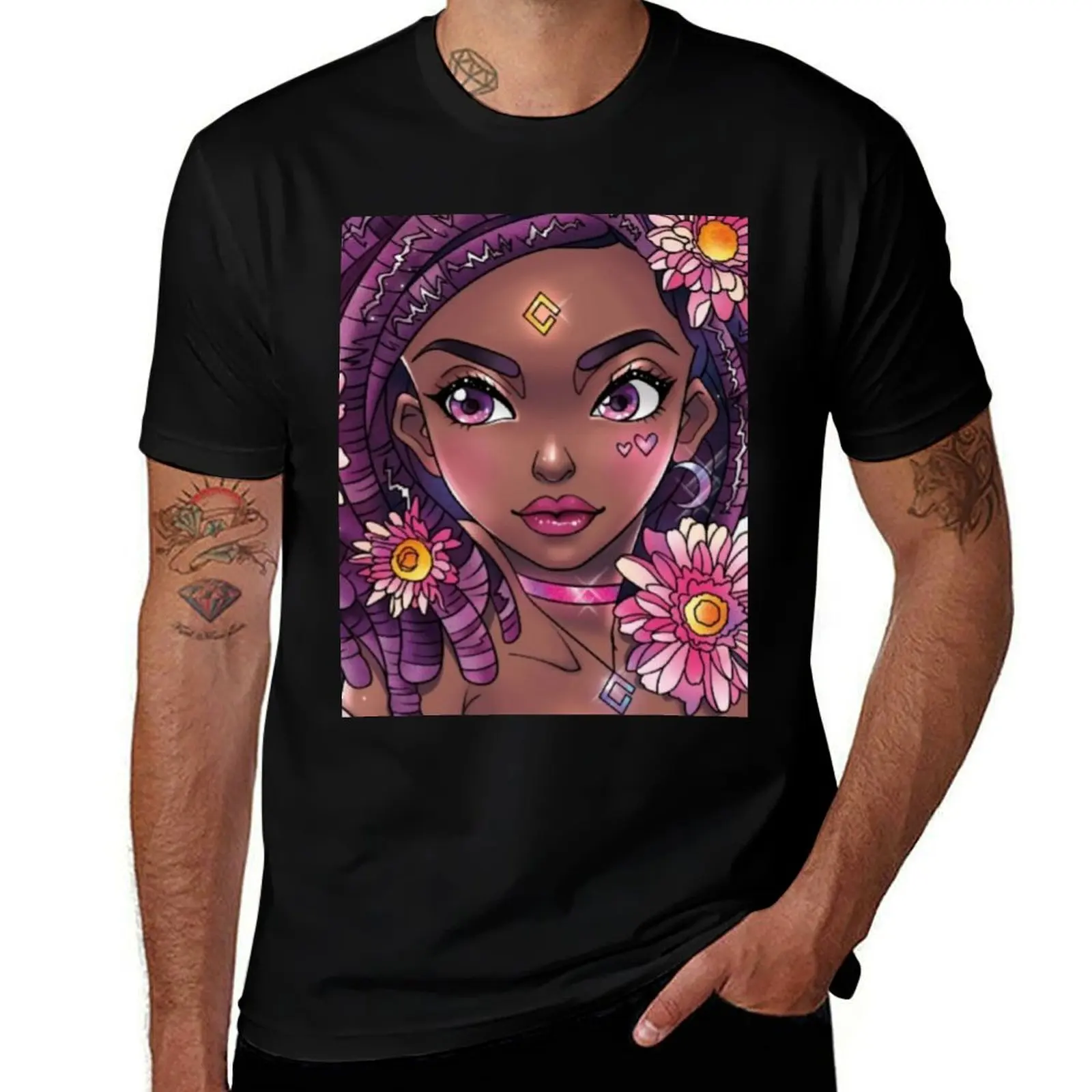 

Purple haired black girl T-Shirt vintage clothes summer tops boys animal print custom shirt plain black t shirts men