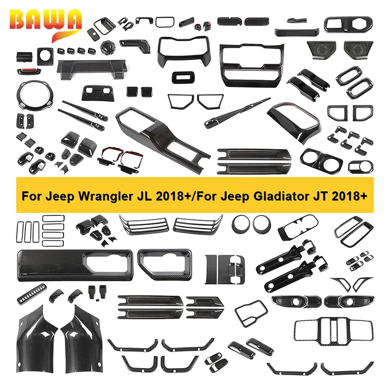 BAWA ABS Car Interior Decoration&Protection Cover Kit for Jeep Wrangler JL 2018 2019 2020 2021 2022 2023 2024 Accessories