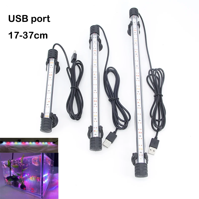 Multi-color 17/37cm Aquarium USB 5V power LED Lighting Submersible underwater Mood Lamp Waterproof Fish Tank Plant Grow Light t1