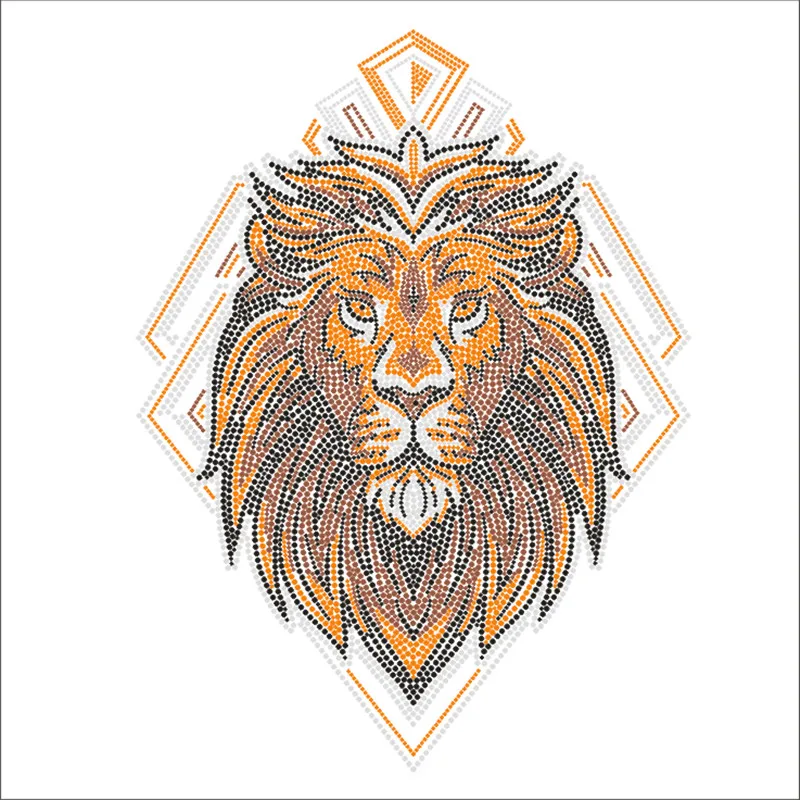 Lion Rhinestone Transfer Crystal Stickers, Jacket Back, Iron On Patches, Custom Strass Decorations, Diamond Accessories