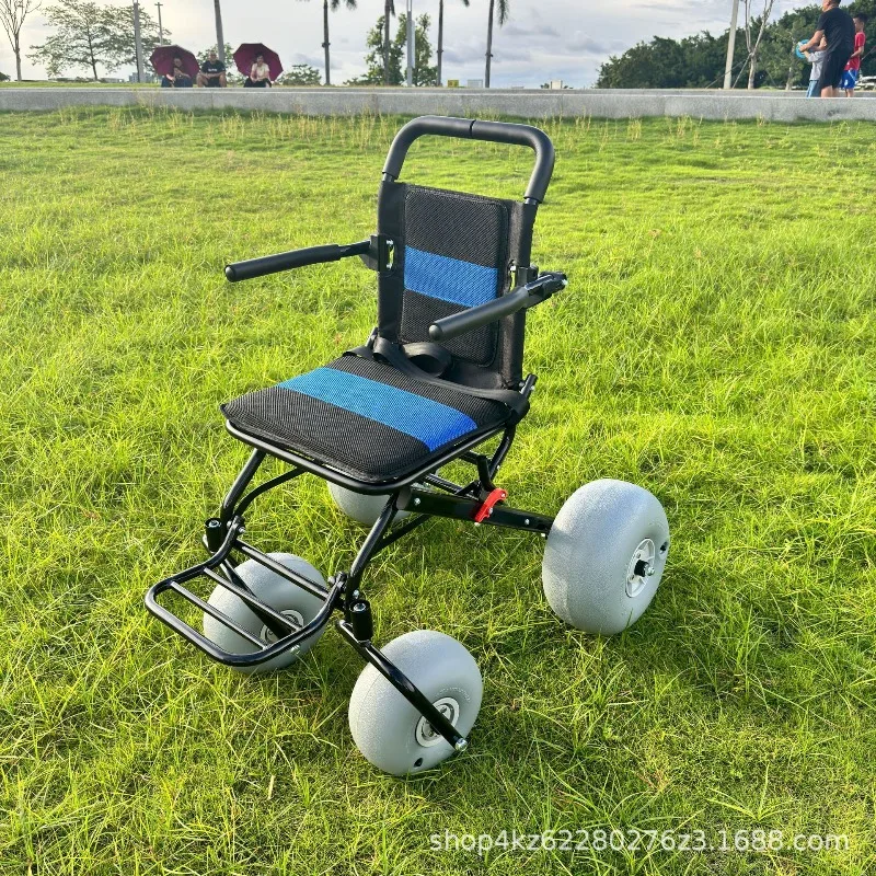 Beach wheelchair Dasha tire all-terrain breathable seat backrest waterproof safety lightweight recycling foldable mobile