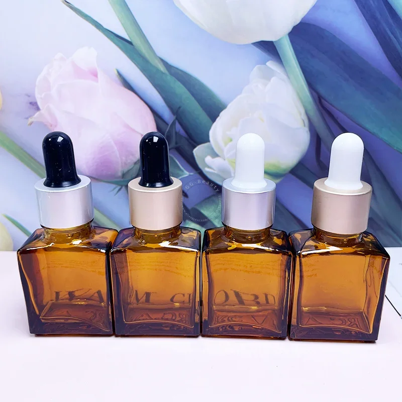 Bottiglie di profumo con contagocce in vetro trasparente piatto da 15 ml con pipetta in vetro per essenza siero CBD olio da massaggio campione da viaggio contenitore vuoto