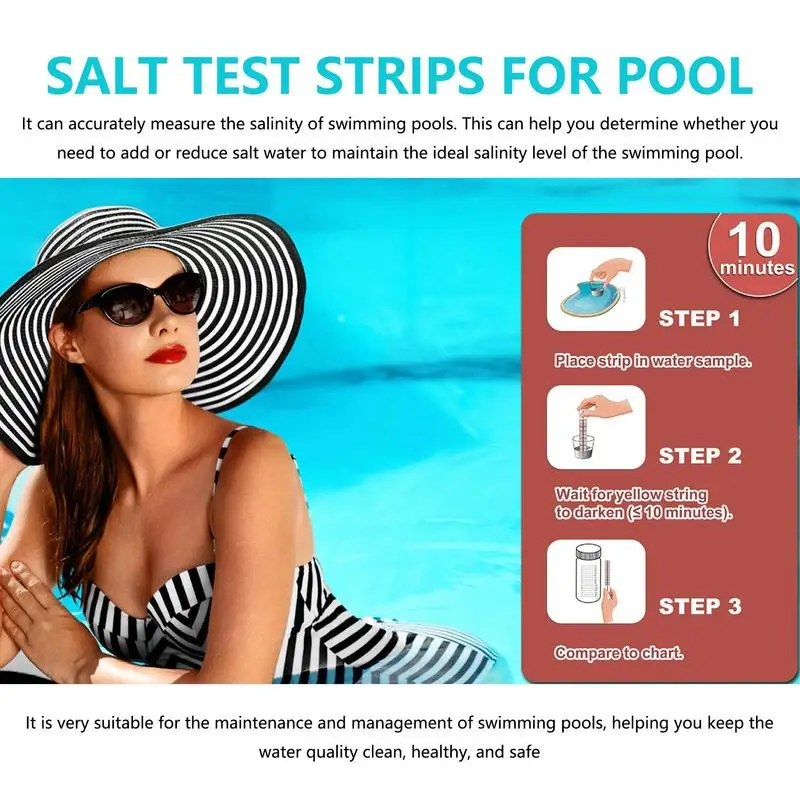 Pool Salt Test Strips Swimming Pool Saltwater Detection Strips Multi-Purpose Water Testing Tool For Water Spa Swimming Pool