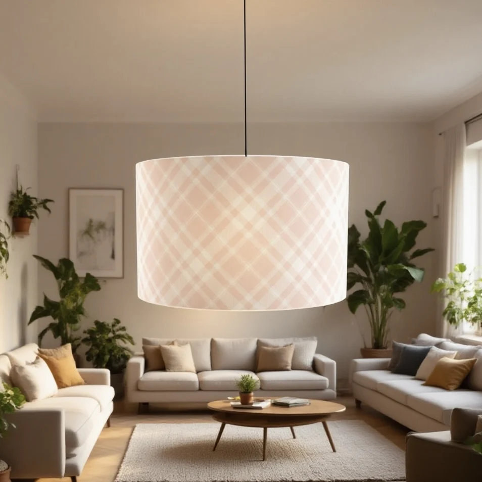 

Nordic Style Pink Plaid Chandelier, Creative Hanging Lamp for Children's Room Bedroom, Home Decor Lighting