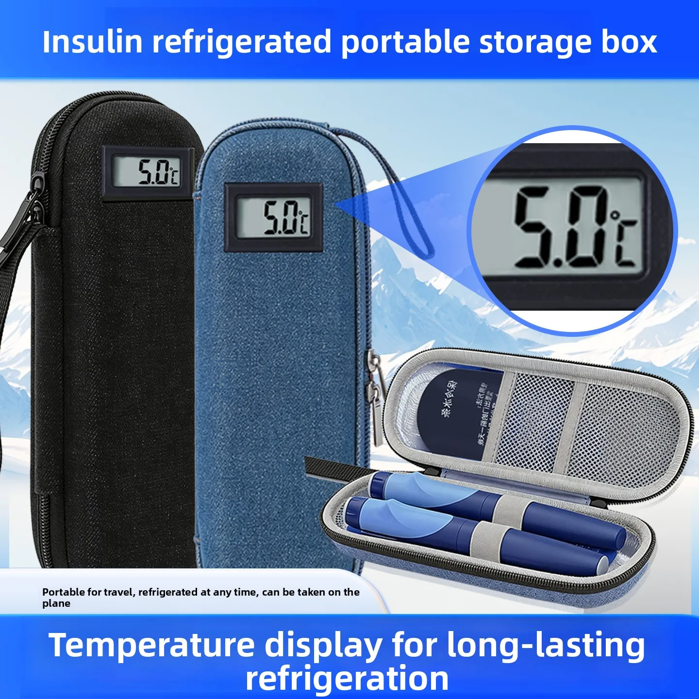 Insulin Cooler Box Accessories Reusable Ice Bar Ice Pack Cold Compress Portable Display Style Medicine Cooler Storage Pouch