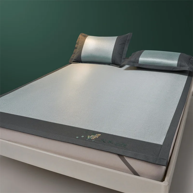 

Cool Mat Three Piece Set Cool Feeling Vine Mat Ice Mat Household Foldable Single Double Mat Bed Fitted Sheet Single Mat