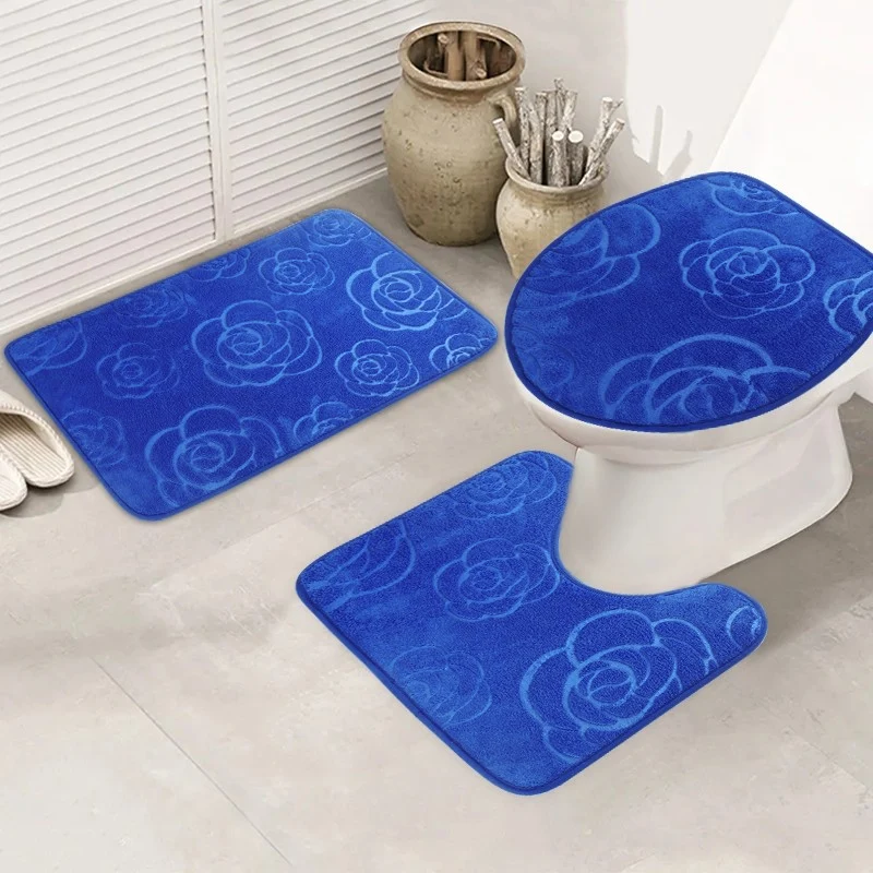 

3Pcs/Set Bathroom Rugs,Ultra Soft Non Slip Floor Mat Absorbent Bath Mat,U-Shaped Rug,Toilet Cover,Bathroom Shower Bathtub Carpet