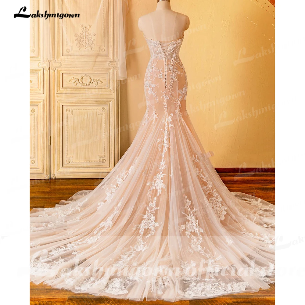 Lakshmigown Mermaid Wedding Gowns Sweetheart Summer 2023 Robe Femme Corset Boho Tulle Wedding Dresses trajes de novias largos