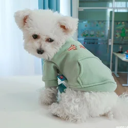 1PC Pet Clothes Cat Autumn/Winter Thickened Green Tie Dog Coat Suitable for Small and Medium sized Dogs