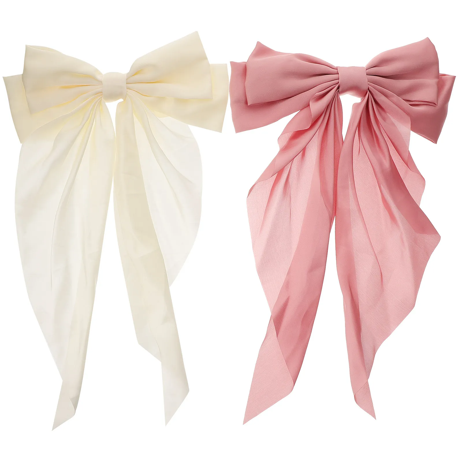 

2Pcs Big Hair Bow Clips Metal Cloth Non-Fade Spring Barrettes for Women Teens Elegant Daily Use Hair Bows for
