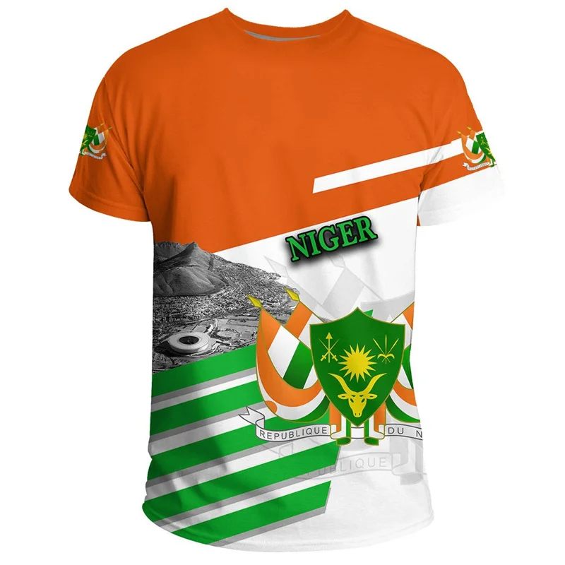 Summer Niger Flag T-shirt For Men Street Sports 3D Printed Oversized T Shirt Casual Tops Short Sleeved Round Neck Tee Shirts