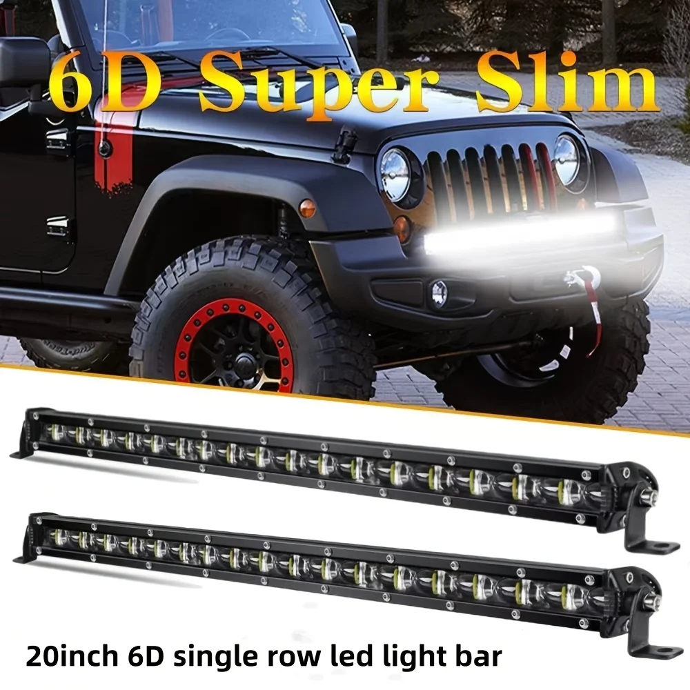 

Ultra Slim Led Light Bar 20 inch Single Row LEDs light with 6D Lamp Cup lens Off Road Lights for SUV ATV Cabin Truck Boat Car b