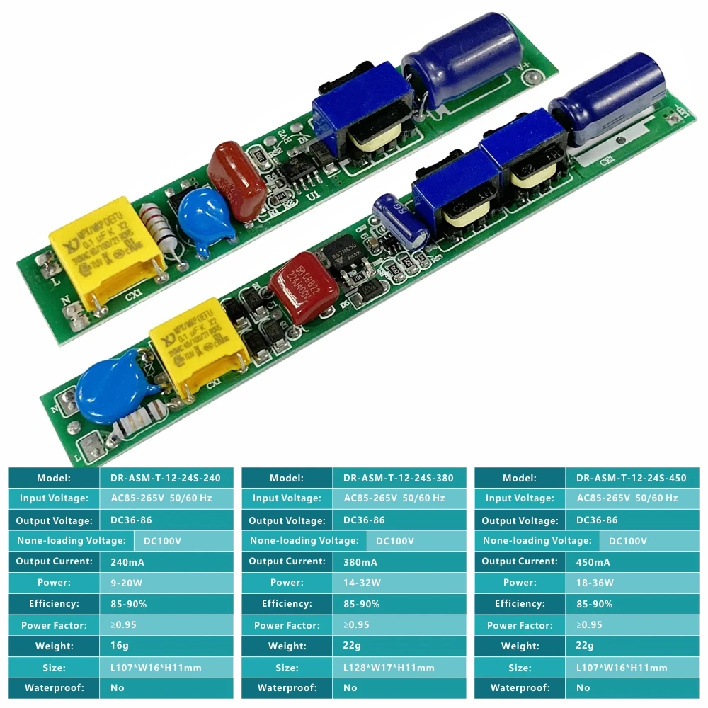 18W 24W 36W Lighting Transformer 240mA 380mA 450mA LED Driver Supply 90V-260V For 0.6M 0.9M 1.2M 1.5M T5 T8 T10 Tube Lamps 5pcs