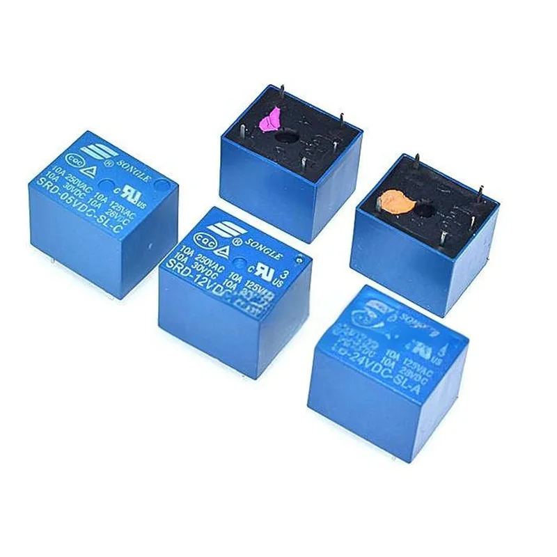 2 Stück Relais SRD-05VDC-SL-C SRD-06VDC-SL-C SRD-03VDC-SL SRD-12VDC-SL-C SRD-24VDC-SL-C 10A 250VAC 5PIN 3V 5V 6V 12V 24V Leistungsrelais