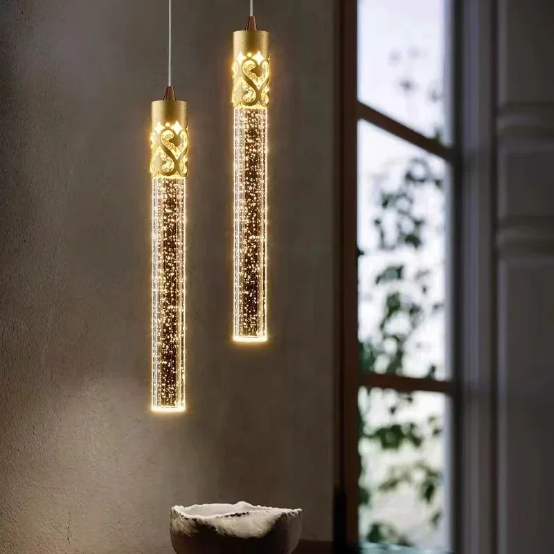 Modern LED Crystal Chandelier Home Decoration Staircase Living Room Bedroom Hotel Bar Creative Ceiling Chandelier Lights