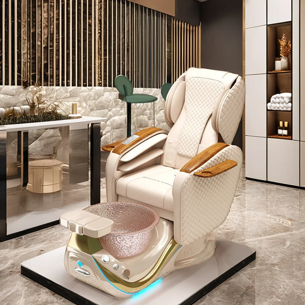 Pedicure Chair,High Grade Luxury Modern PU Leather Pedicure Chair Salon Furniture Spa Massage Pedicure Chair With Glass Bowl