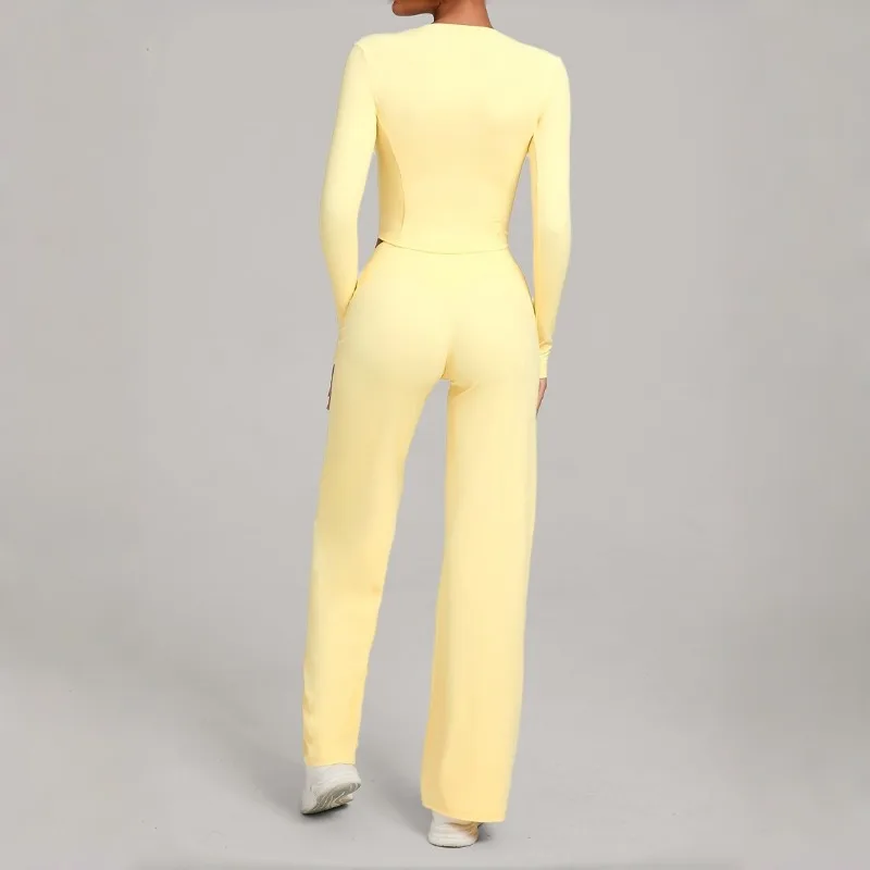 

Women's Autumn and Winter Tight Yoga Set Quick Drying Nude Slimming and Leisure Sports Set Outdoor Running and Fitness Suit